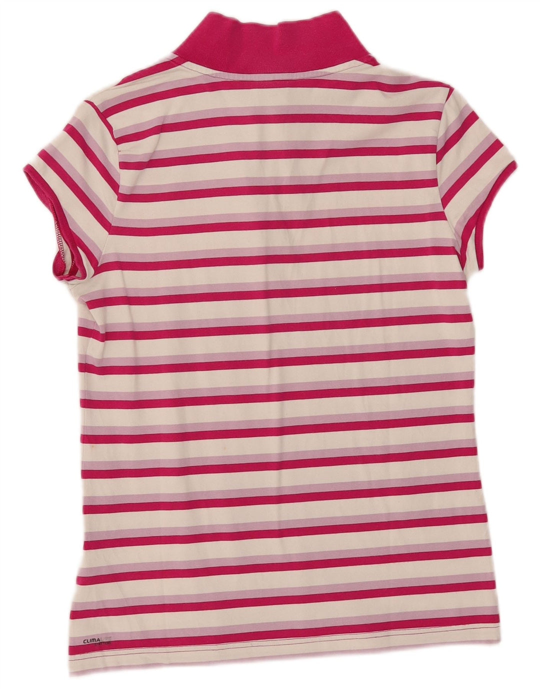 Adidas - Polo Climalite para mujer (talla 40), poliéster a rayas rosas grandes