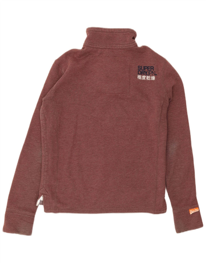 Superdry Sudadera con cuello con botones para hombre, jersey pequeño de algodón burdeos