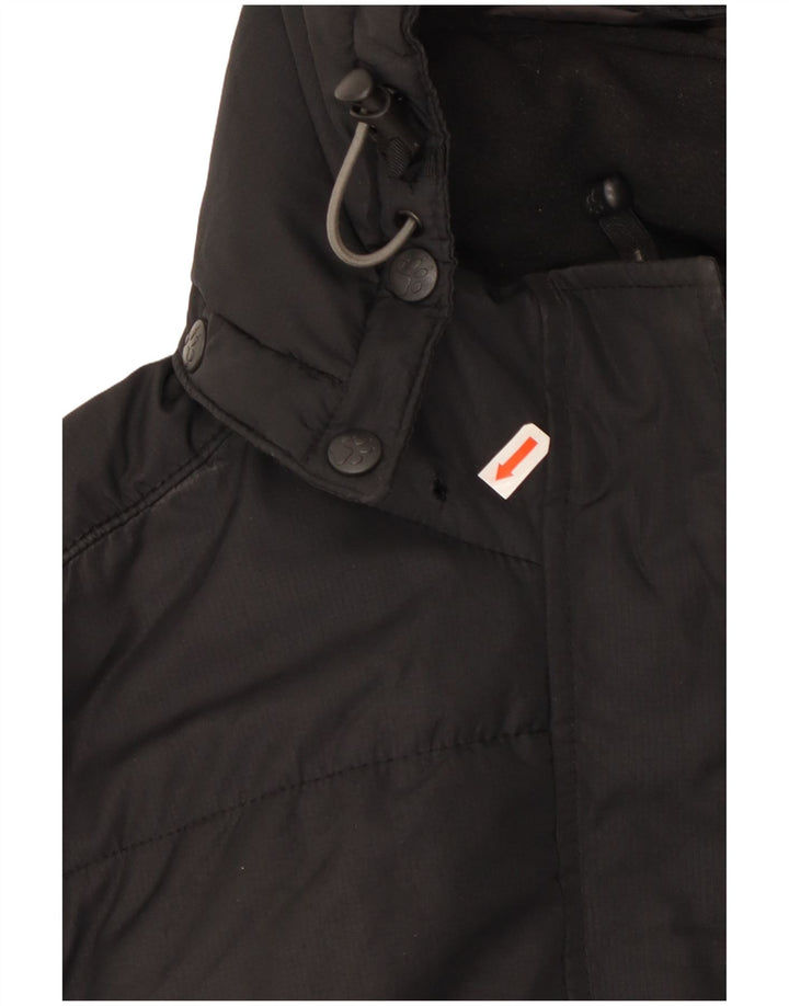 Jack Wolfskin Abrigo acolchado con capucha para mujer UK 10 Small Poliéster negro