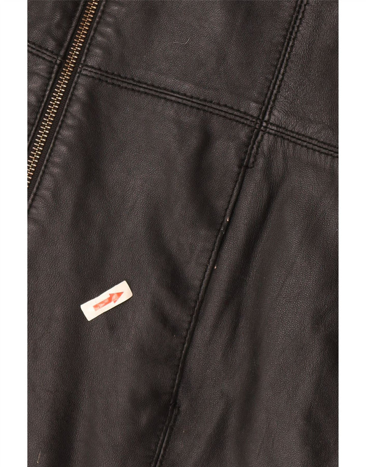 Tommy Hilfiger Abrigo de cuero para mujer UK 46 Grande Cuero negro