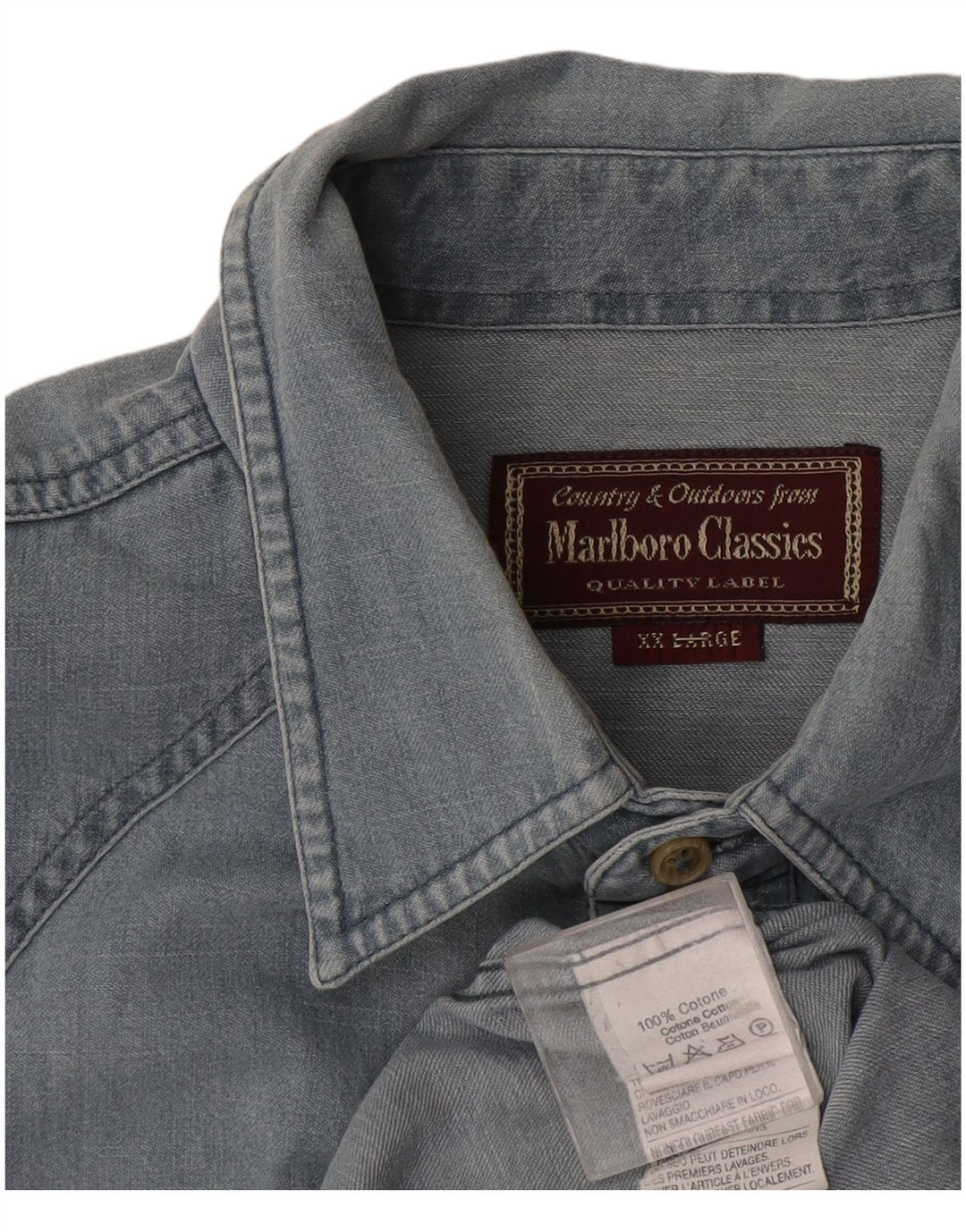 Marlboro Classics Camisa vaquera para hombre 2XL Algodón azul