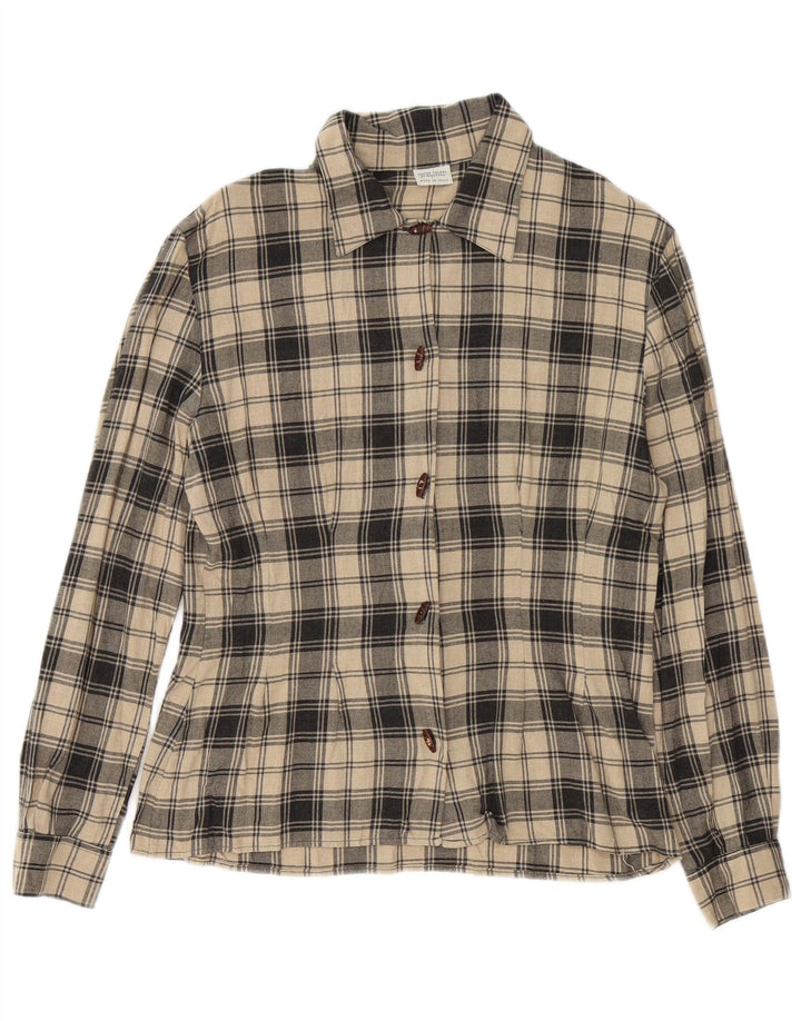 Camisa Benetton Mujer IT 44 Viscosa A Cuadros Beige Medio