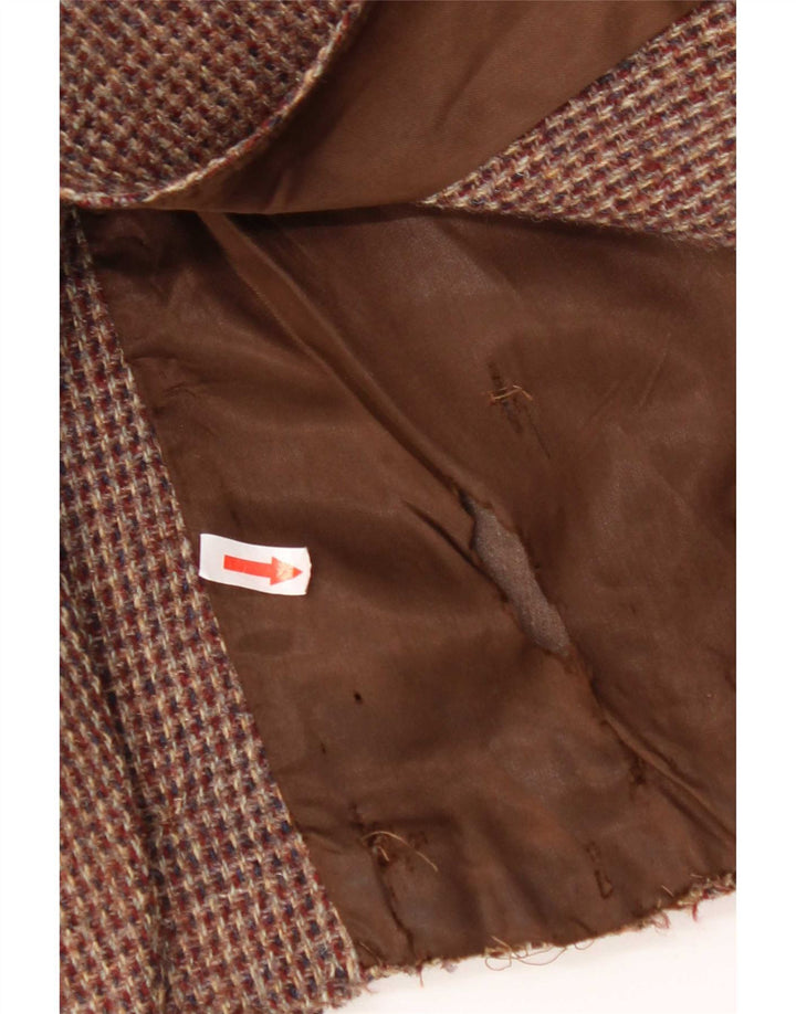 Harris Tweed Chaqueta tipo blazer de 2 botones para hombre UK 36 Small Brown Houndstooth