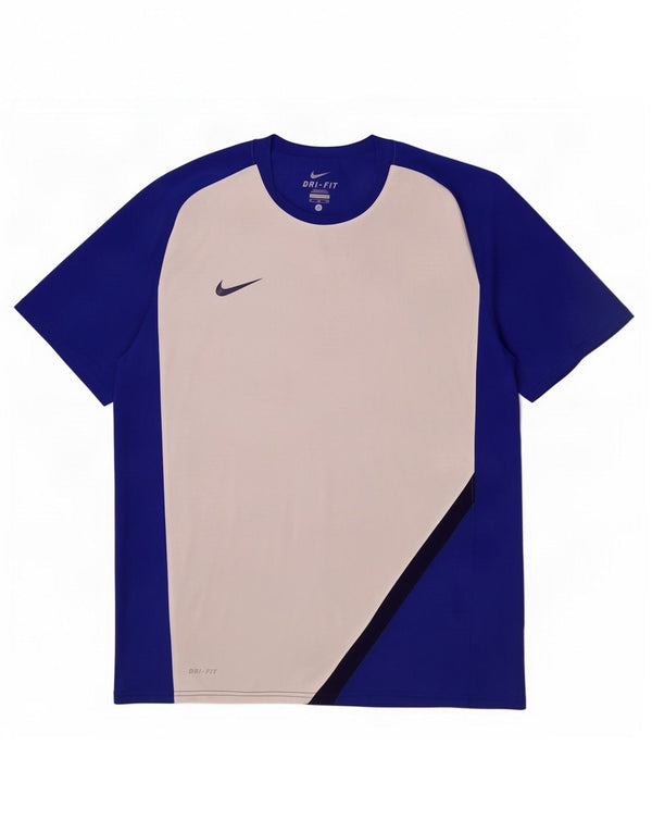 Camiseta Nike Dri Fit para hombre Top XL Azul Colorblock Poliéster