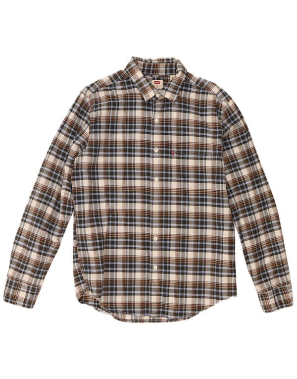 Levi's Camisa de corte estándar para hombre de algodón a cuadros multicolor mediano