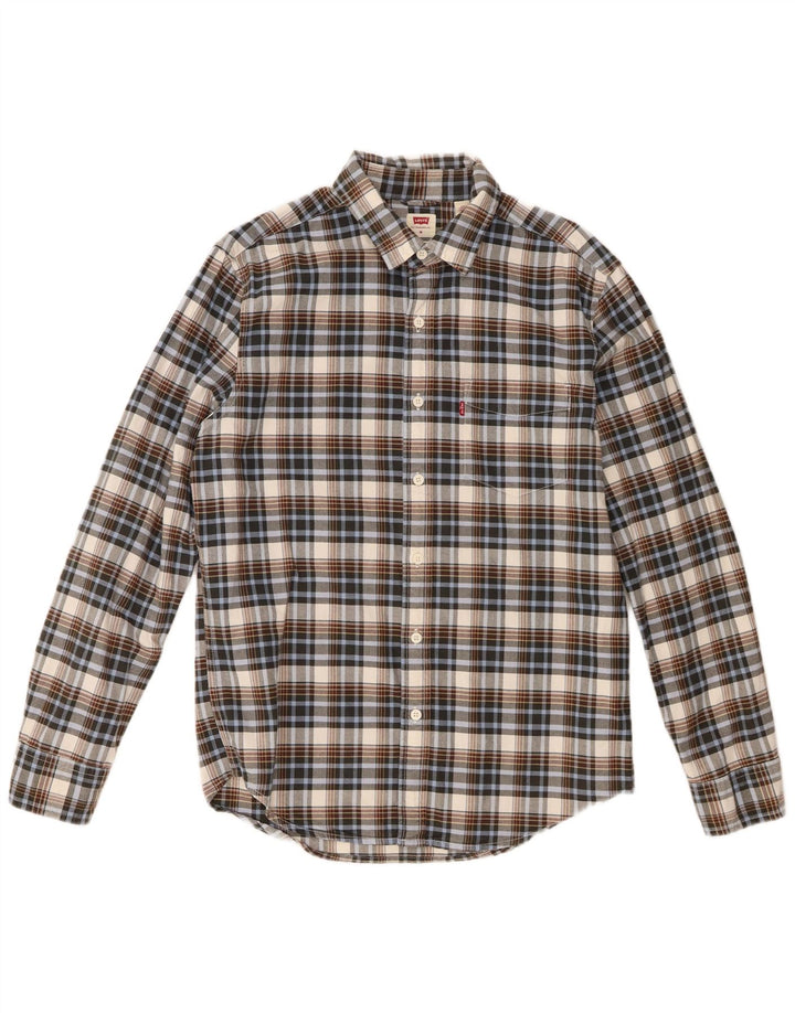 Levi's Camisa de corte estándar para hombre de algodón a cuadros multicolor mediano