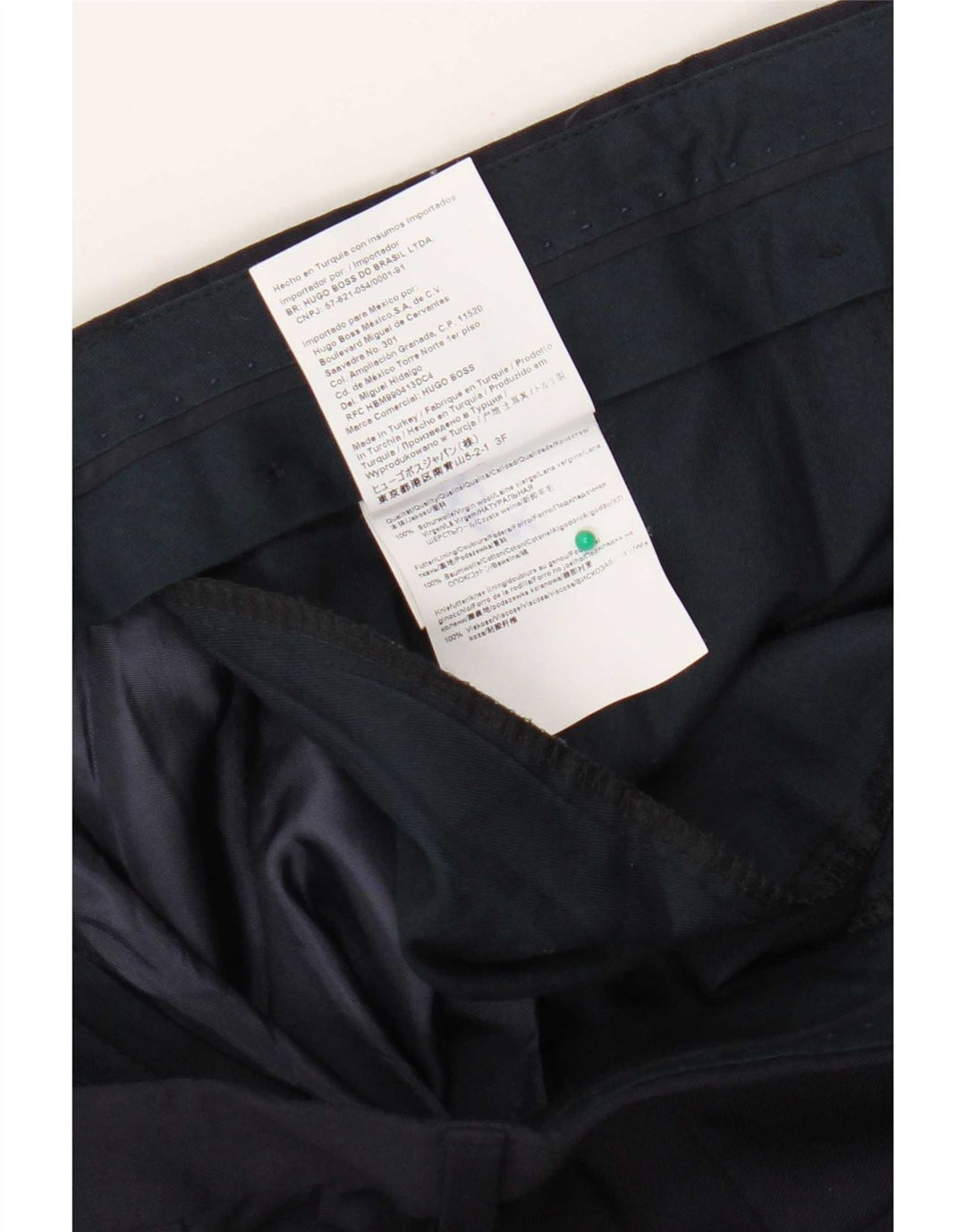 Hugo Boss Pantalón de traje slim para hombre W36 L30 Lana azul marino