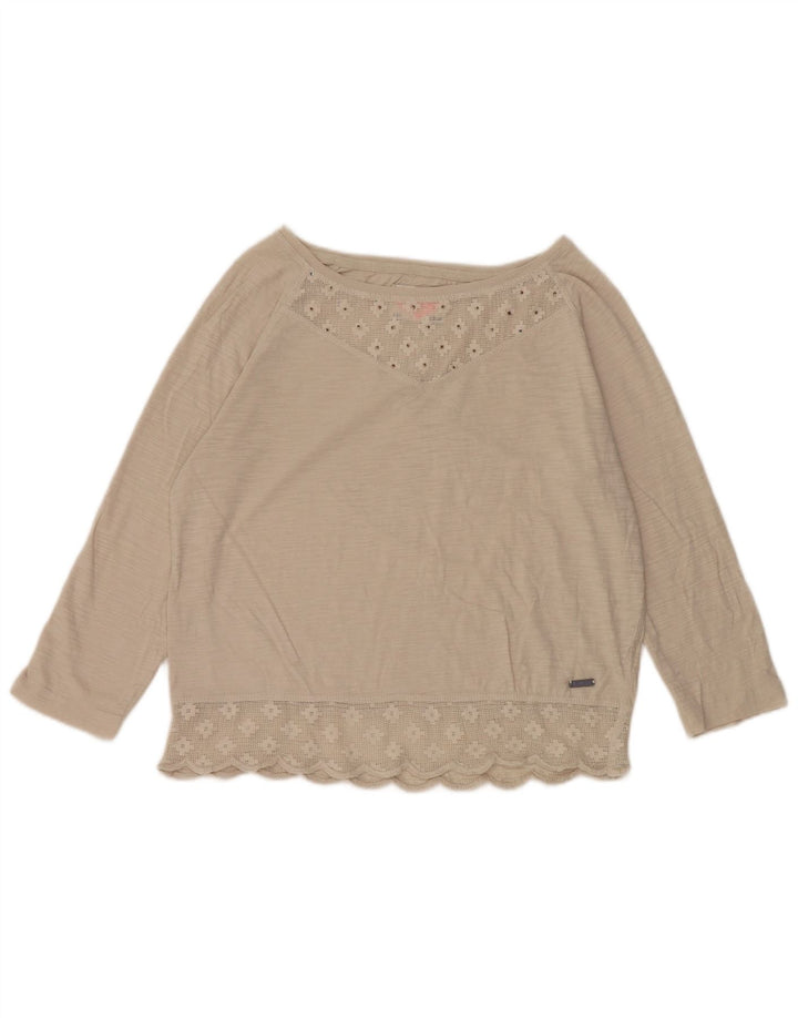 Superdry Blusa de manga 3/4 para mujer UK 40 Algodón beige medio