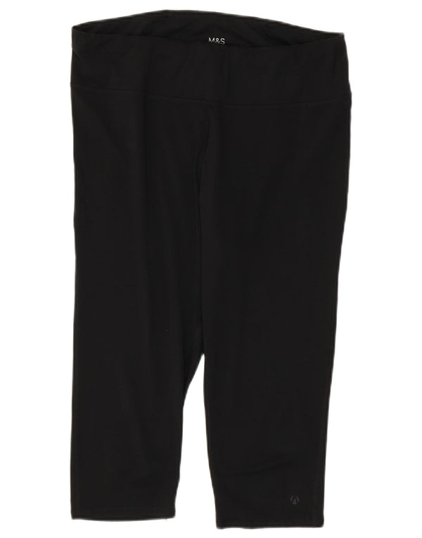 Marks & Spencer Leggings Capri para Mujer UK 46 Grande Negro Poliéster Deportes