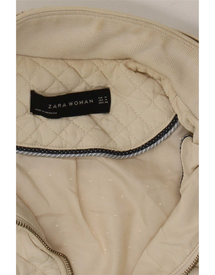 Zara Mujer Chaqueta Acolchada UK 12 Medium Off White
