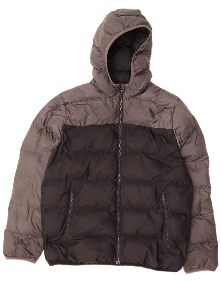 Adidas Chaqueta acolchada con capucha para niños 13-14 años Negro Poliéster color block