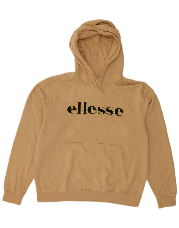 Ellesse Hombre Sudadera Con Capucha Gráfica Jersey Grande De Algodón Beige
