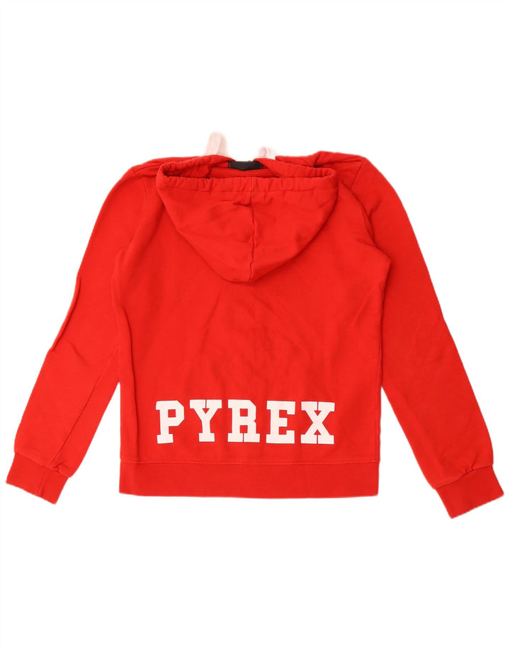 Pyrex Sudadera con capucha y cremallera gráfica para mujer Reino Unido 14 Algodón rojo mediano