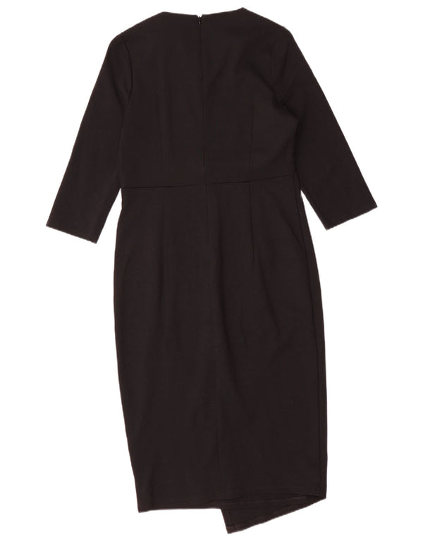 Marks & Spencer Vestido largo de manga 3/4 para mujer UK 42 Viscosa negra mediana