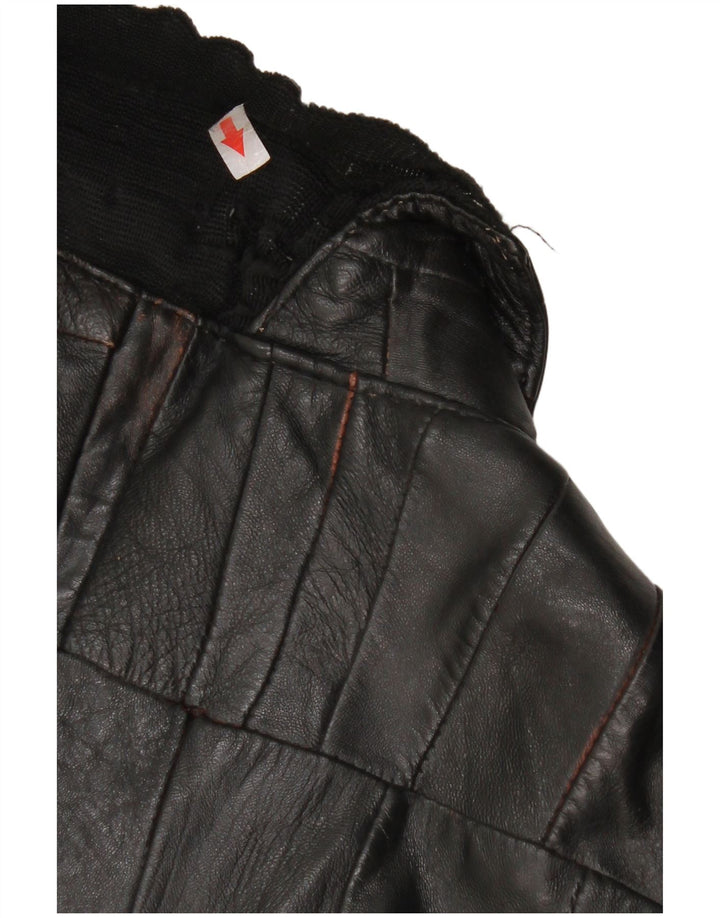 Vintage mujer bombardero chaqueta de cuero Reino Unido 12 cuero negro medio