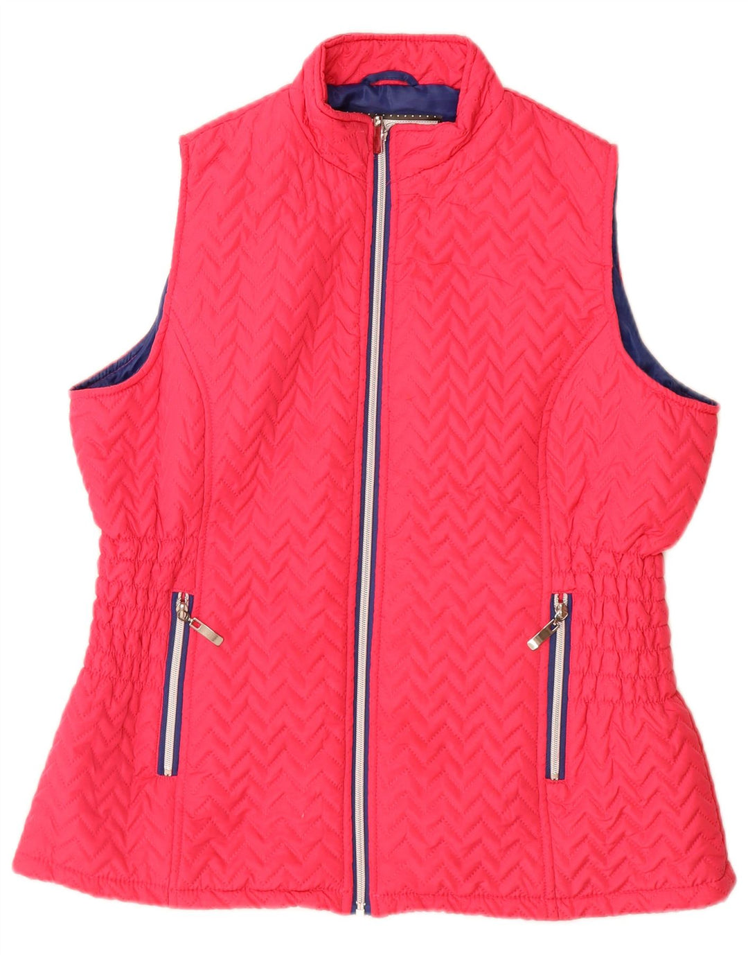 Paco Boutique Chaleco Acolchado Para Mujer UK 46 Poliéster Chevron Rosa Grande