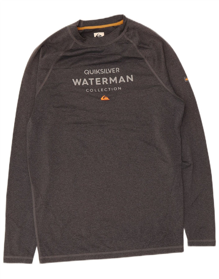 Quiksilver Mens Graphic Top manga larga poliéster gris grande