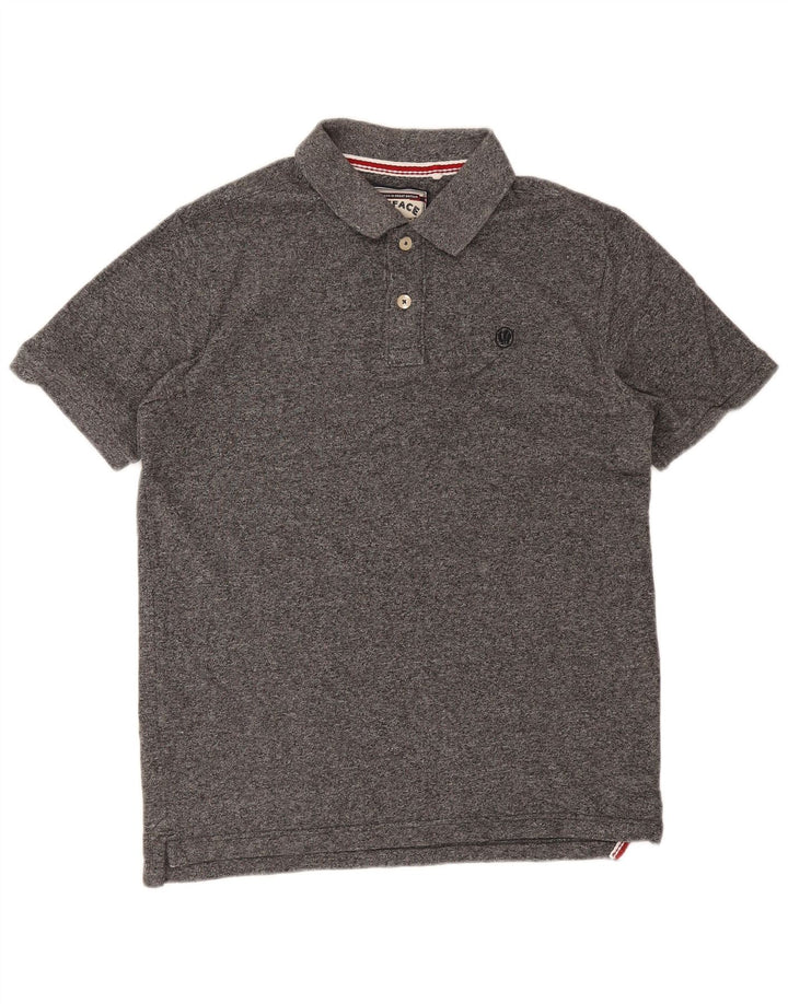 Polo de hombre Fat Face de algodón moteado en gris grande