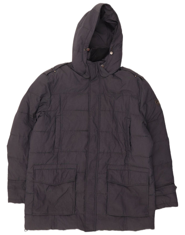 Navigare Abrigo acolchado con capucha para hombre UK 46 3XL Nylon azul marino
