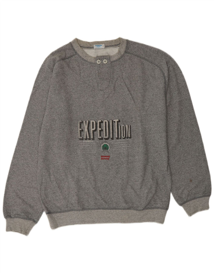CARRERA Sudadera gráfica para hombre Jumper Large Gris Algodón