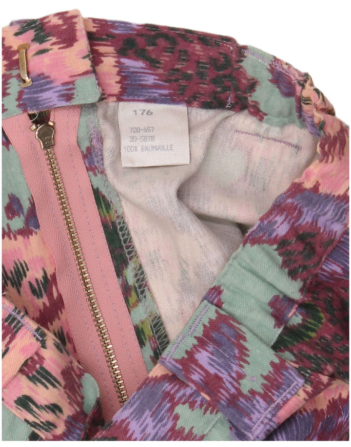 VINTAGE Falda recta de cintura alta para mujer W28 Algodón floral verde medio