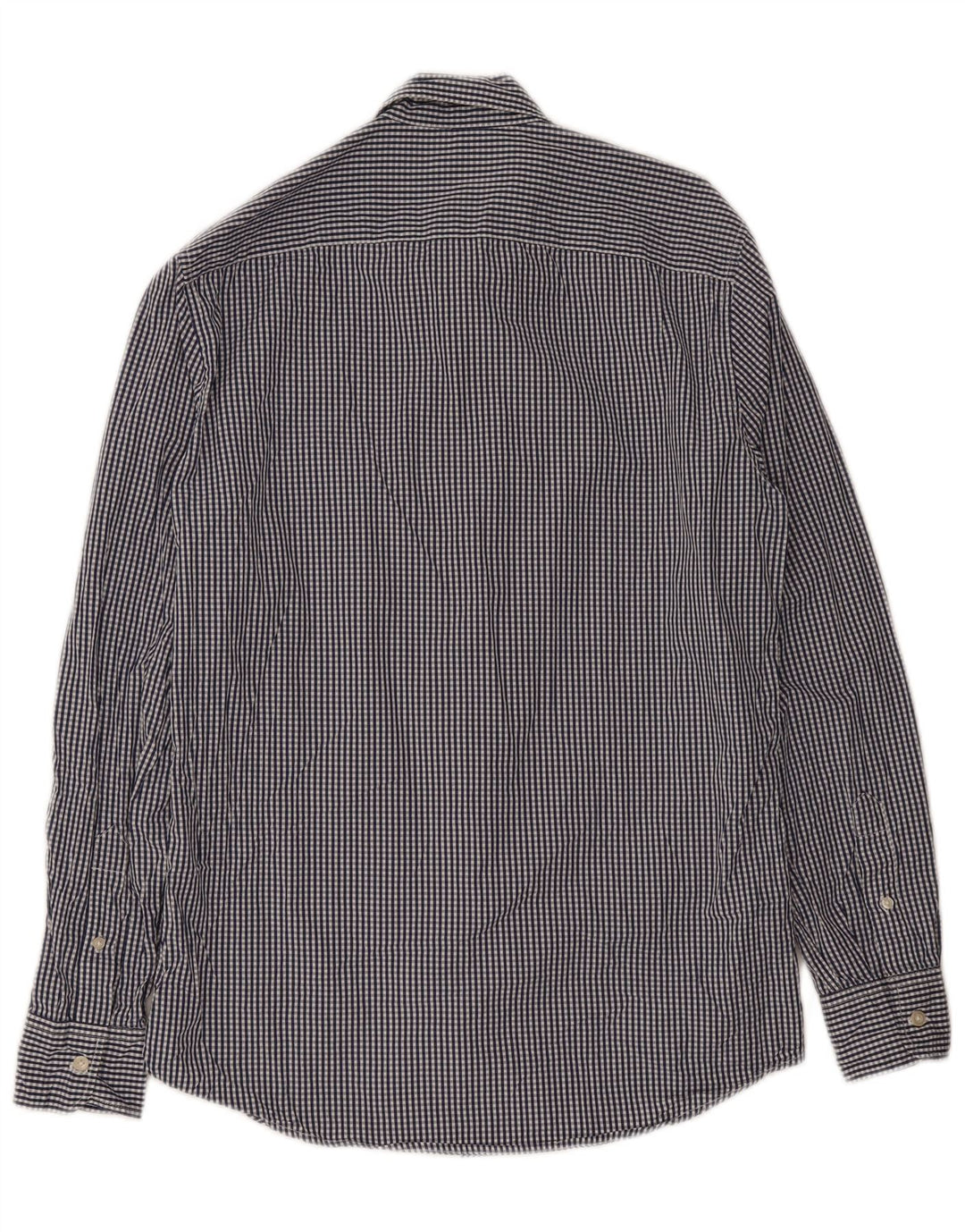 Camisa Benetton Hombre Algodón Vichy Azul Medio