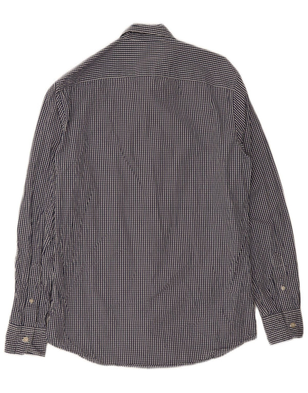Camisa Benetton Hombre Algodón Vichy Azul Medio