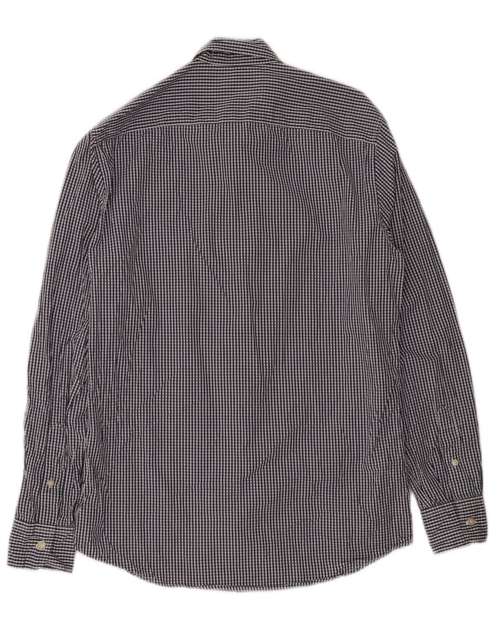 Camisa Benetton Hombre Algodón Vichy Azul Medio