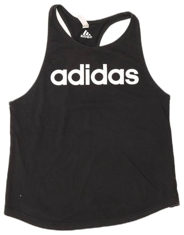 Adidas Mujer Gráfico Chaleco Top Reino Unido 16/18 Grande Negro Algodón