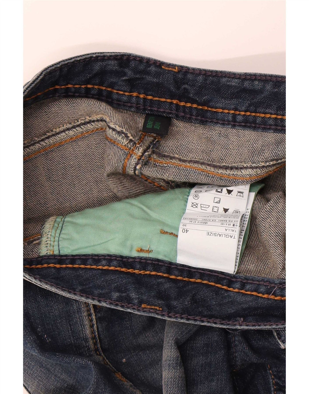 Benetton Shorts Vaqueros Desgastados IT 40 Small W30 Algodón Azul