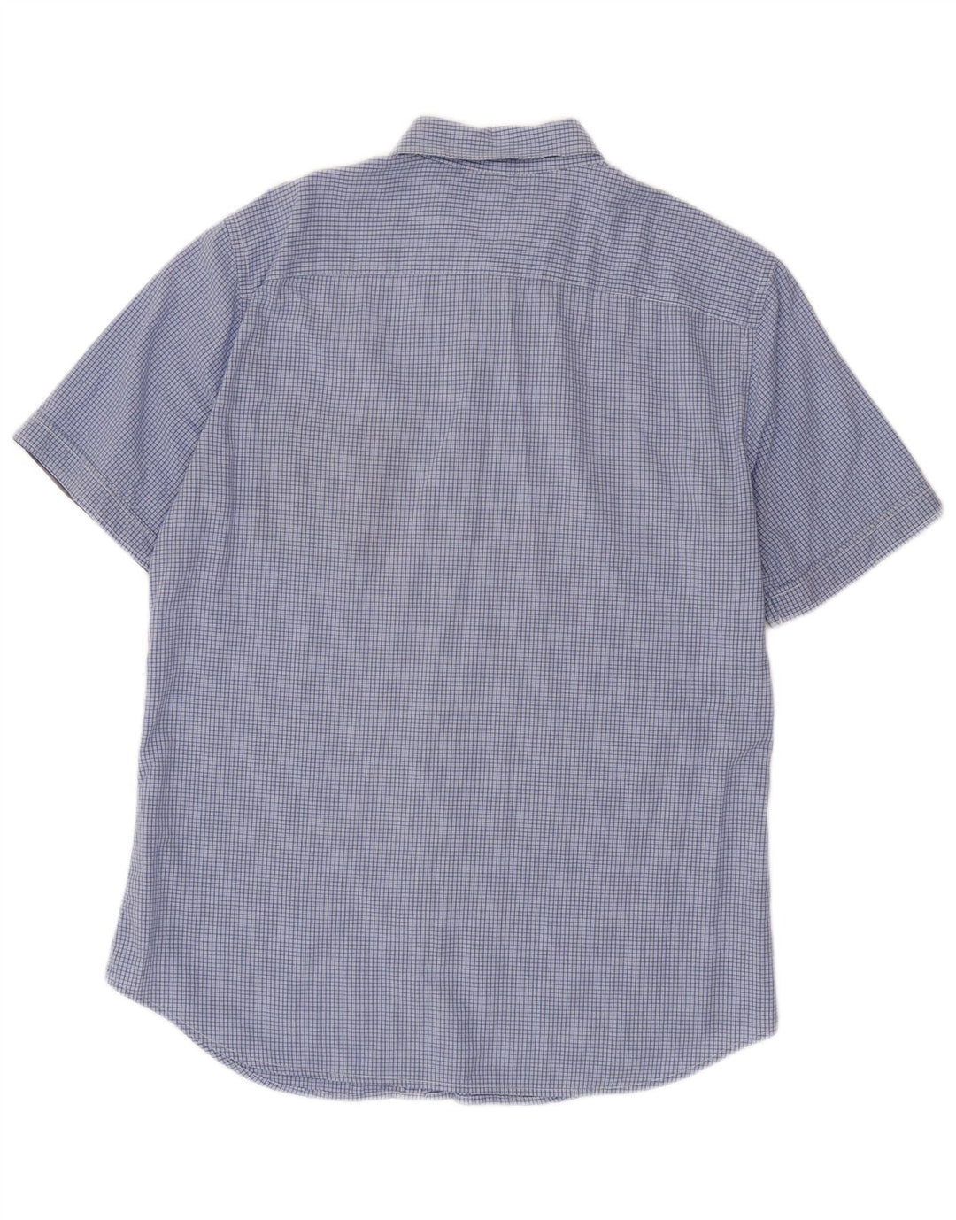 Benetton Hombre Camisa De Manga Corta De Cuadros Azul Medio