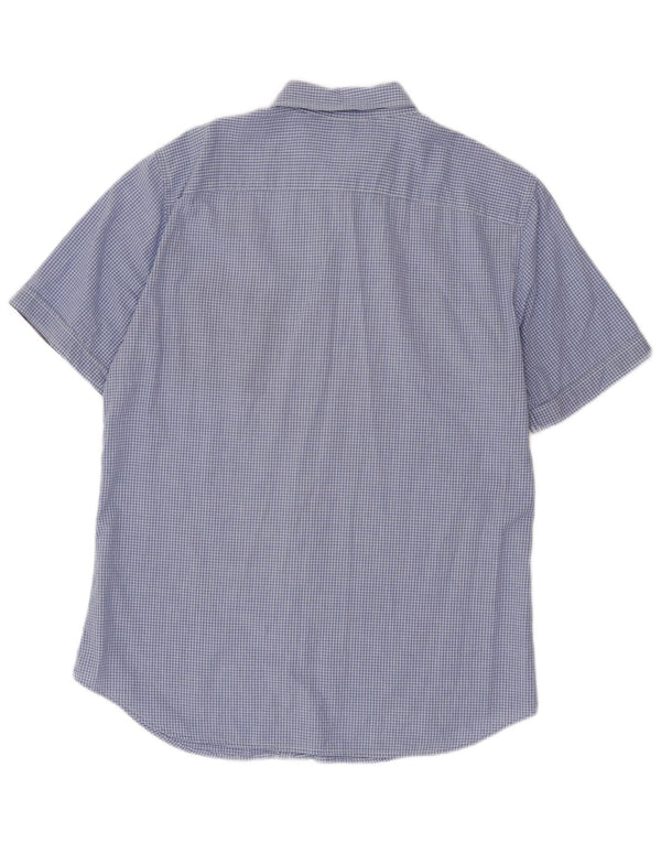 Benetton Hombre Camisa De Manga Corta De Cuadros Azul Medio