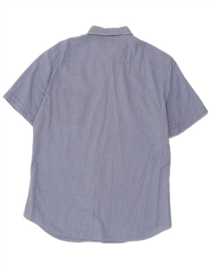 Benetton Hombre Camisa De Manga Corta De Cuadros Azul Medio