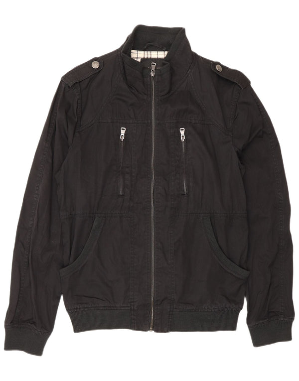 Zara Chaqueta Bomber Militar Hombre UK 38 Mediana Algodón Negro