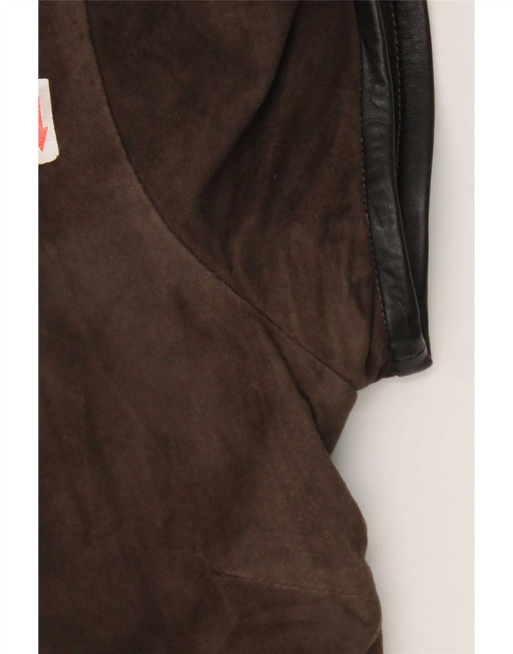 Vestido recto de ante vintage para mujer IT 44 Marrón medio