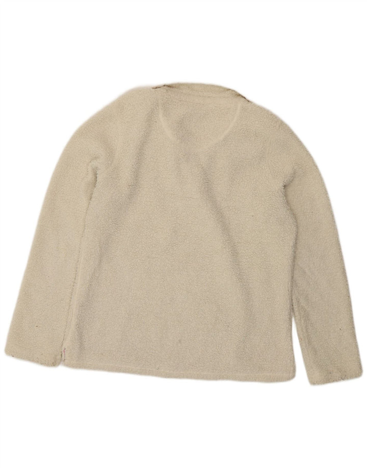 Crew Clothing - Jersey de forro polar con cuello y botones para mujer, talla 40, poliéster blanco grande