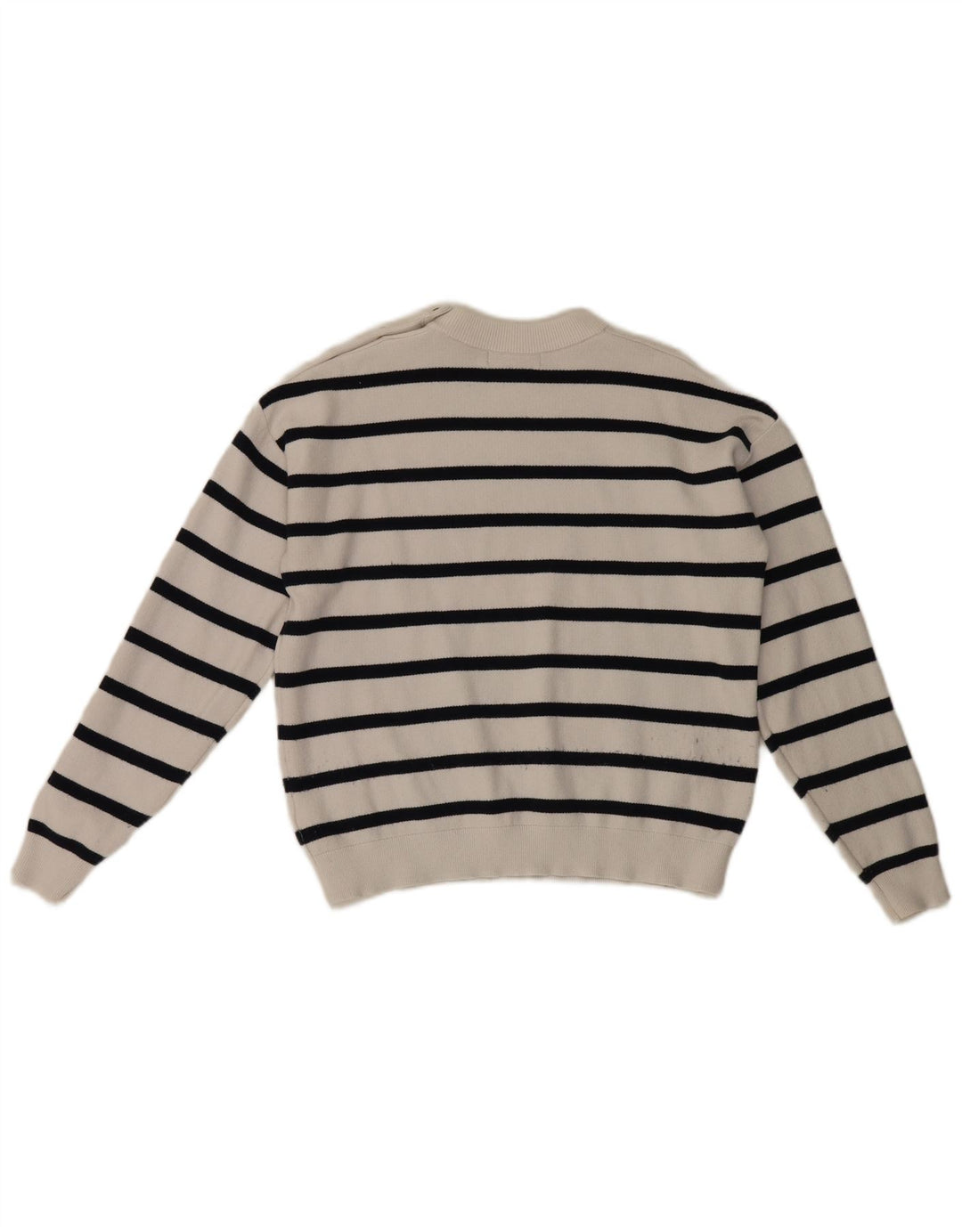 Marks & Spencer Jersey de Cuello Redondo para Mujer UK 44 Mediano Rayas Blancas