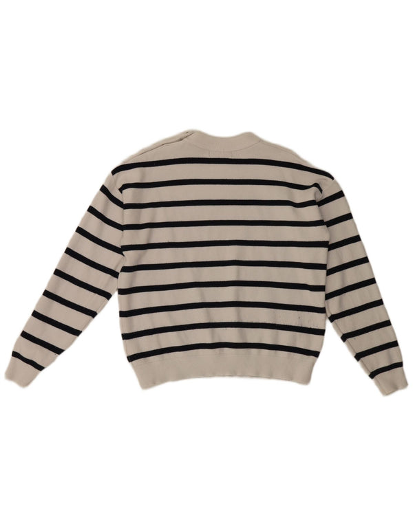 Marks & Spencer Jersey de Cuello Redondo para Mujer UK 44 Mediano Rayas Blancas