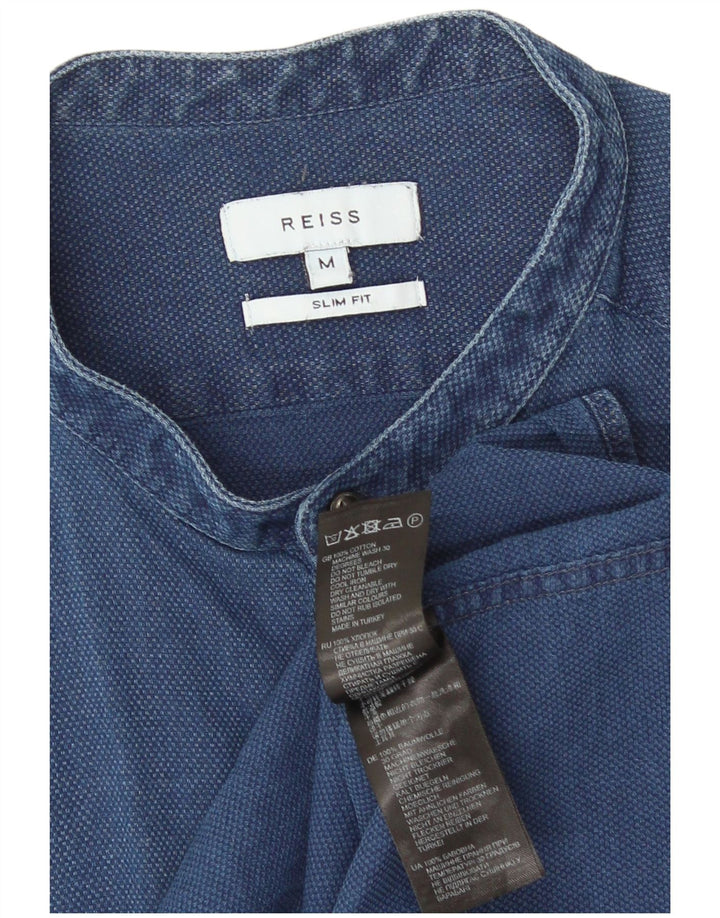 Camisa Reiss Slim Fit De Algodón Azul Medio |