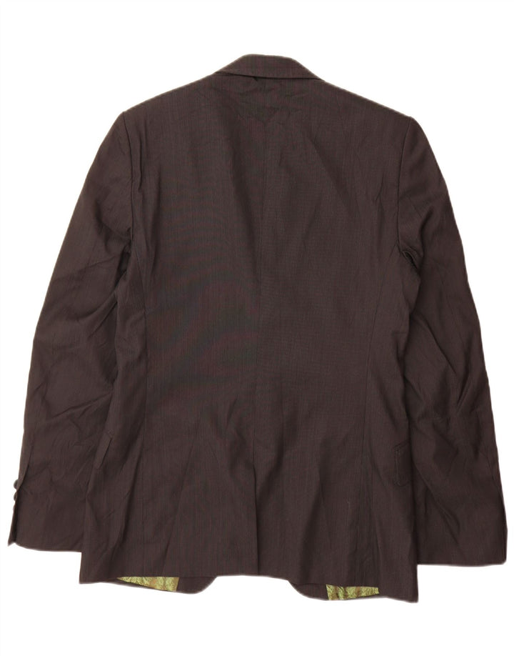 Ted Baker Chaqueta tipo blazer con 1 botón para hombre Talla 38 Lana a rayas gris medio
