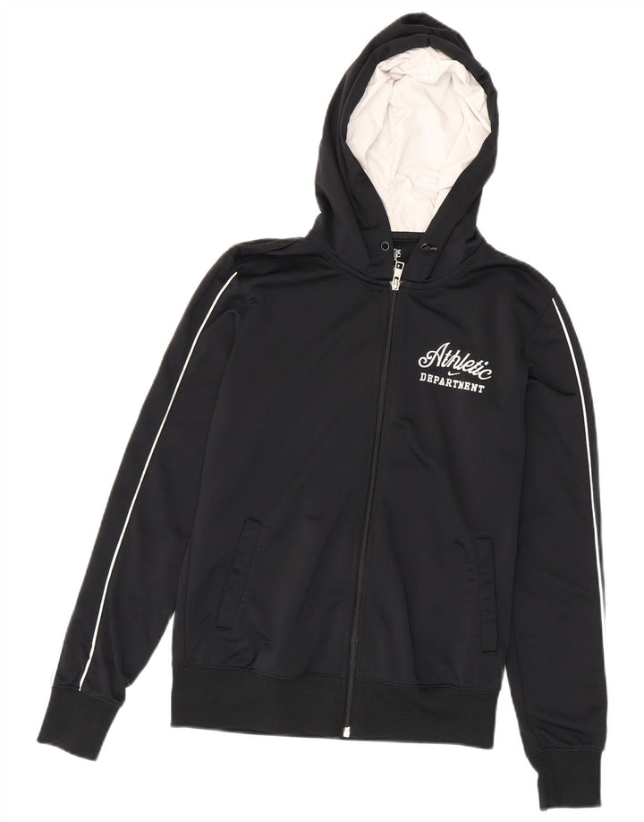 Nike Sudadera con capucha y cremallera gráfica para mujer UK 12 Mediano Negro Poliéster