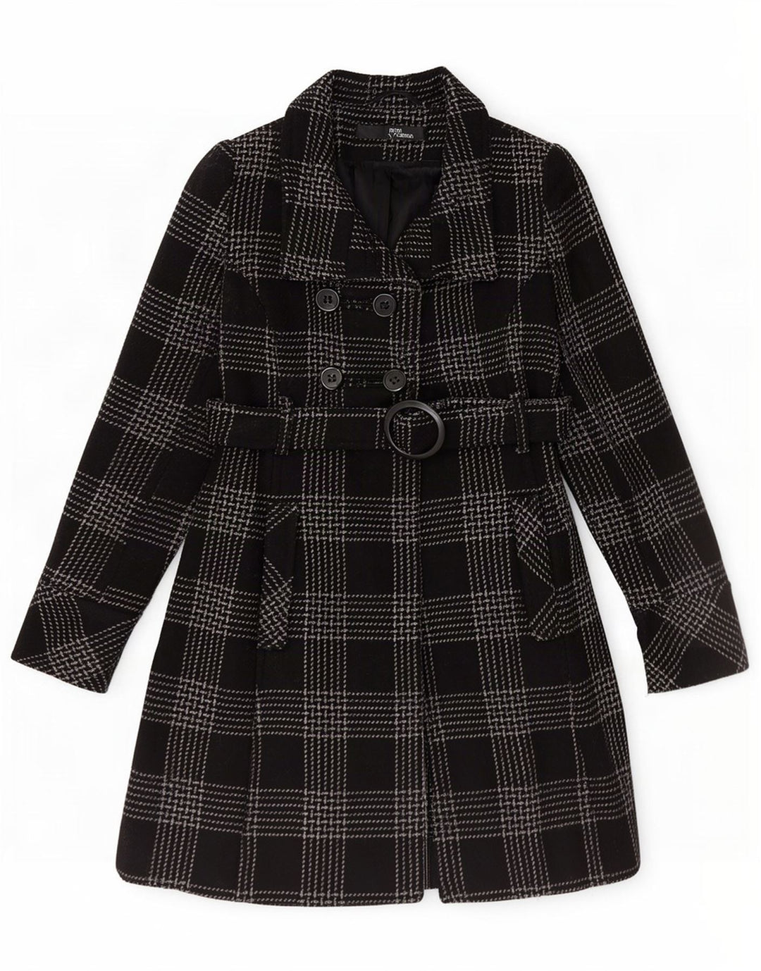 Jane Norman - Abrigo de doble botonadura para mujer, talla 8, lana negra mediana
