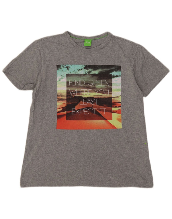 Hugo Boss Hombre Camiseta Top Small Gris Algodón
