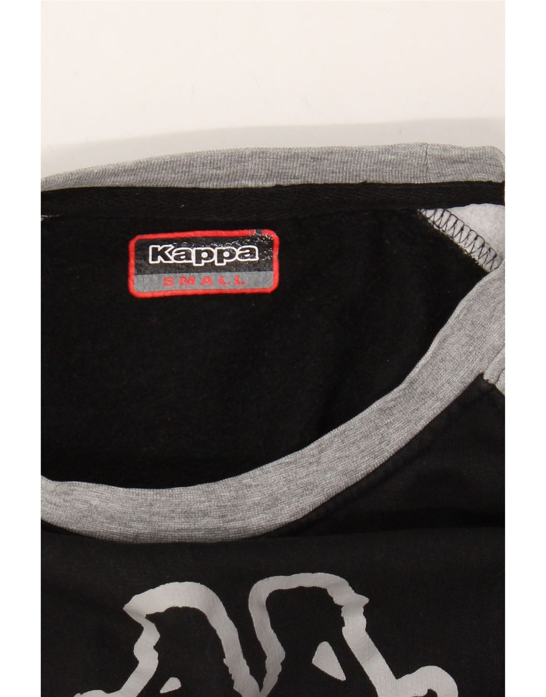 KAPPA Womens Graphic Sweatshirt Jumper UK 10 Small Black Colourblock Vintage Kappa and Second-Hand Kappa from Messina Hembry 