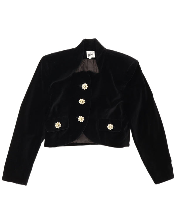Max Dine Chaqueta Bolero de Terciopelo para Mujer IT 44 Algodón Negro Mediano