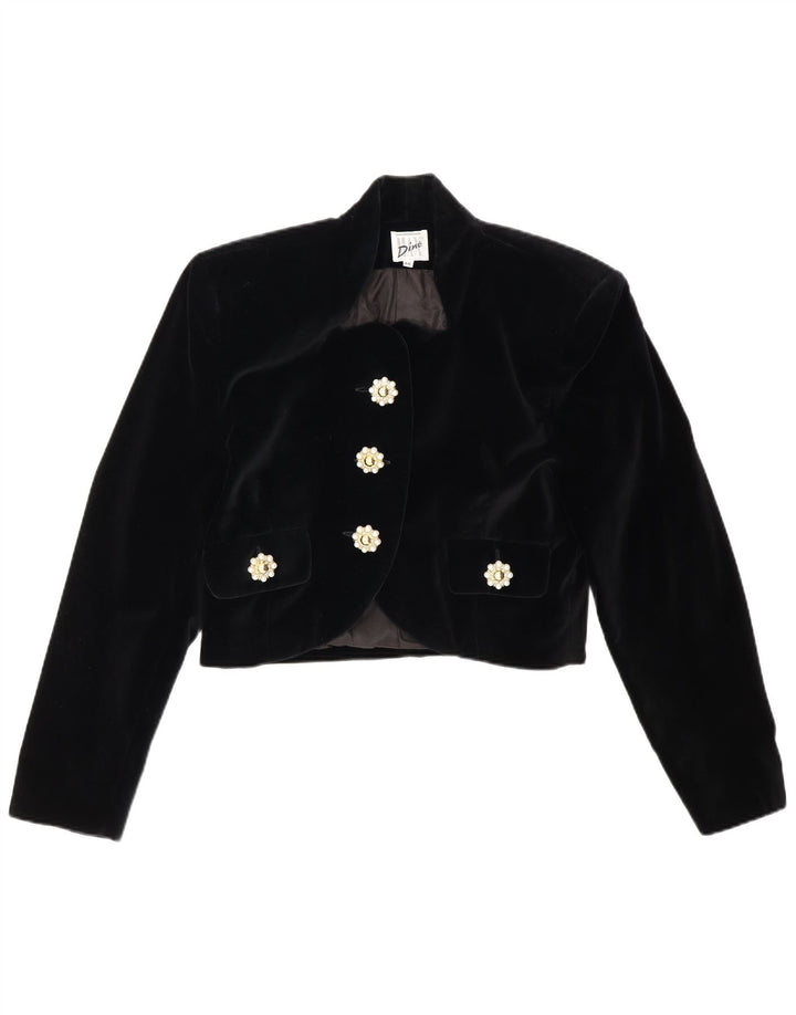 Max Dine Chaqueta Bolero de Terciopelo para Mujer IT 44 Algodón Negro Mediano
