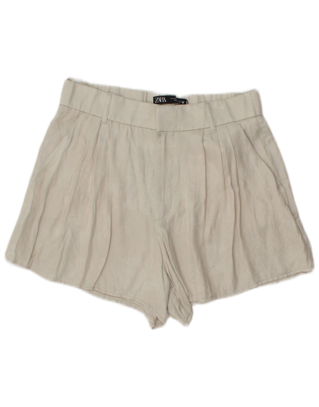 Zara Shorts Chinos Pegged Mediano W28 Off White Viscosa