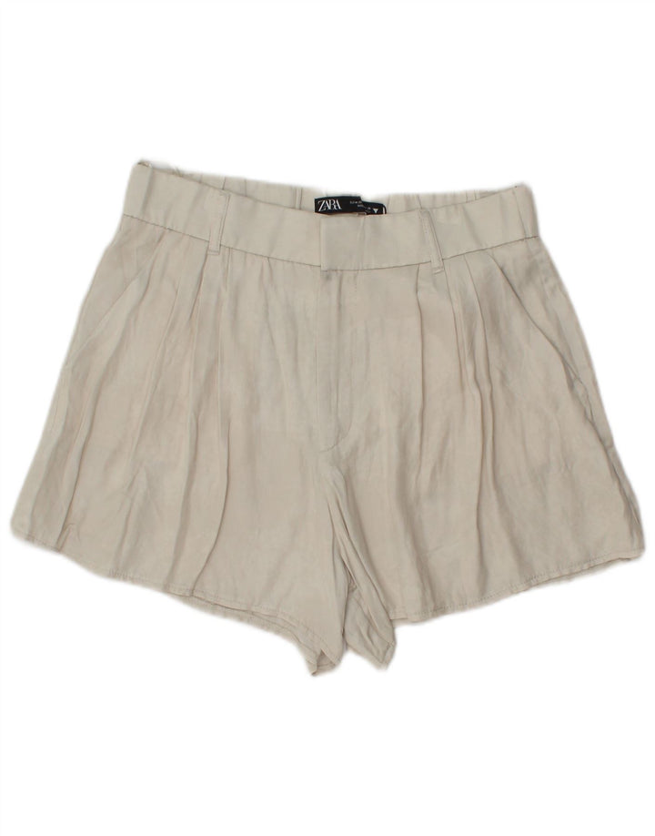 Zara Shorts Chinos Pegged Mediano W28 Off White Viscosa