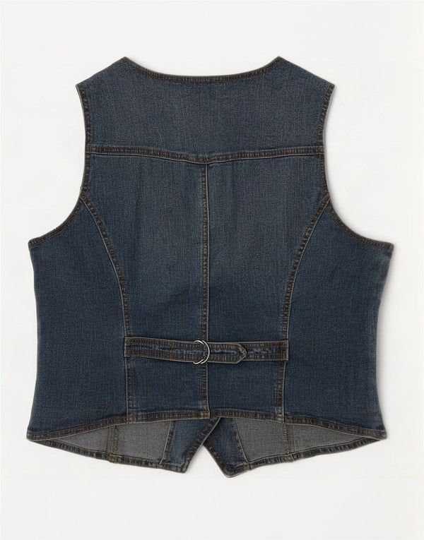 Vintage mujer denim chaleco EU 42 algodón azul grande