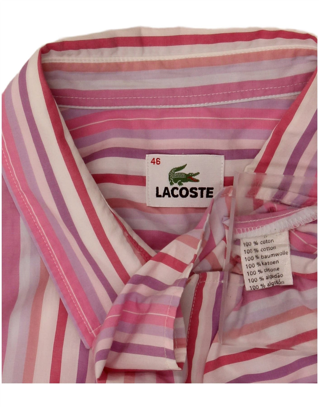 Camisa Lacoste Mujer Manga 3/4 Talla 46 XL Algodón Rayas Multicolor